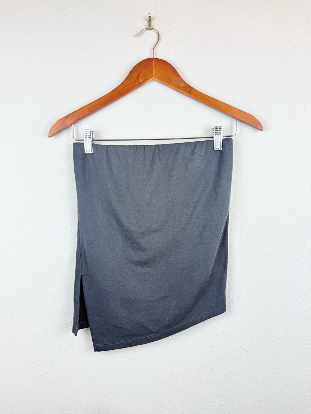 We the free Bare Knit Off Shoulder Charcoal Asymmetrical Top Size Medium NWT
